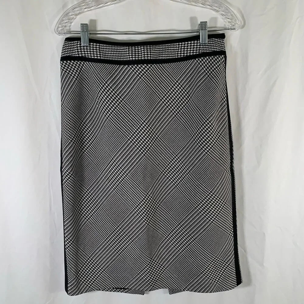 White House Black Market Pencil Skirt Women's 8 Black White Side Zip